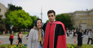 Shekoufeh Choupannejad and her son at his Graduation ceremony