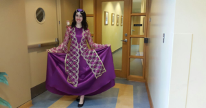 Zahra Naghibi in traditional dress