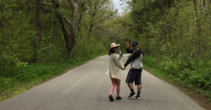 Zahra Naghibi and Mohammad Abbaspourqadi in the forest