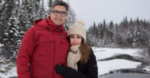 Arvin Morattab and Aida Farzaneh in the snow