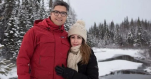 Arvin Morattab adn Aida Farzaneh in the snow