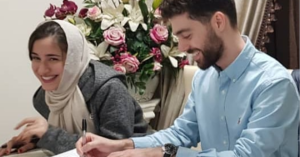 Arash Pourzarabi and Pouneh Gorji getting married