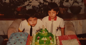 Arvin Morattab and his brother having a birthday