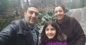 Mirmohammadmehdi Sadeghi and his daughter and wife, Anisa Sadeghi and Bahareh Hajesfandiari