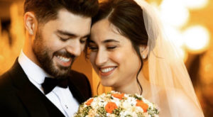 Pouneh Gorji and Arash Pourzarabi at their wedding