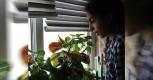 Mahdieh Ghavi and plants
