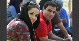 Amir Hossein Ovaysi with his wife, Sara Hamzeei