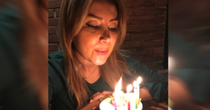 Sheyda Shadkhoo blowing the candles