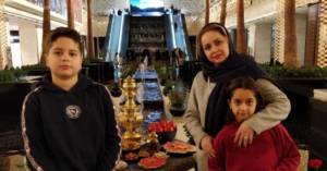 Mahdieh Hajighassemi in Iran with her son, Arsam Niazi and her daughter, Arnica Niazi