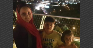 Mahdieh Hajighassemi with her children, Arsam Niazi and Arnica Niazi
