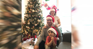 Farideh Gholami, Razgar and Jiwan Rahimi celebrating christmas