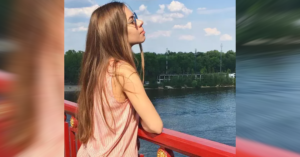 Valeriia Ovcharuk on a bridge
