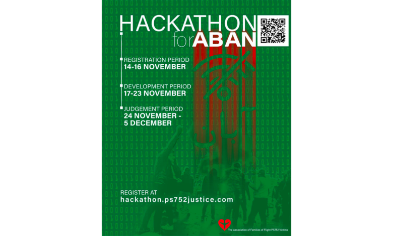 Hackathon for Aban Poster, by PS752Justice